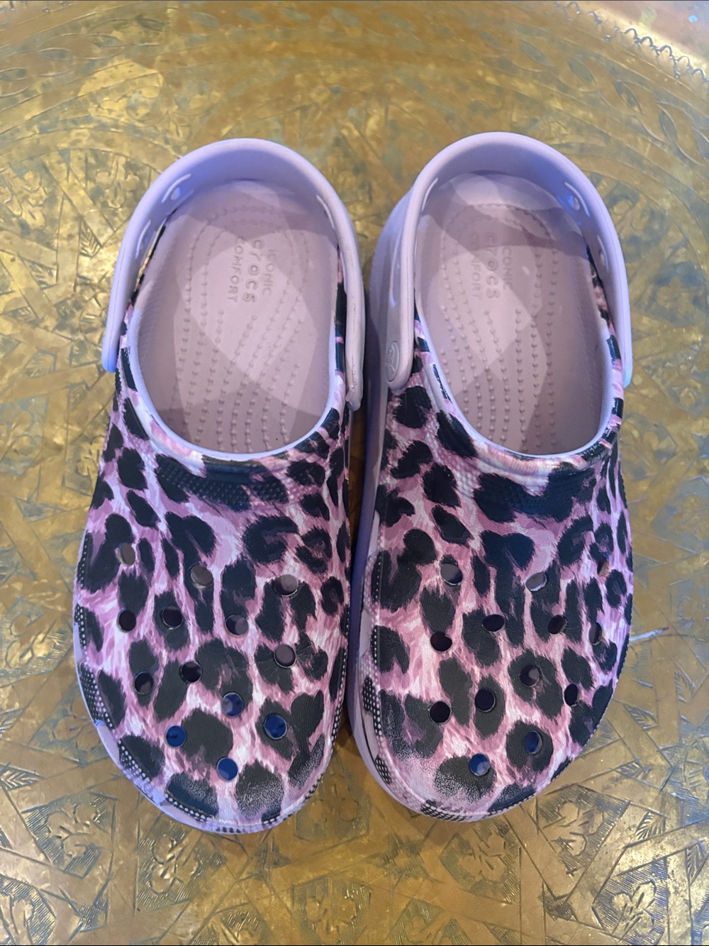 CROCS Kids Pink Leopard Print Clog